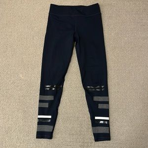 Lilybod navy with white stripe leggings, full length
